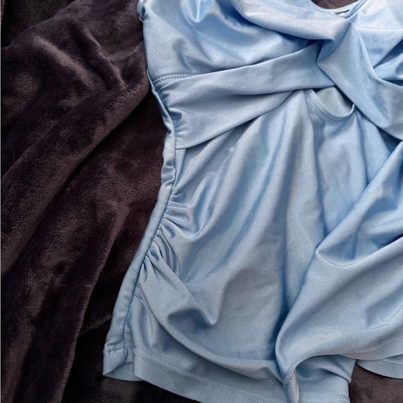 Light Blue Ruffled Swimsuit - Picture 2 of 4